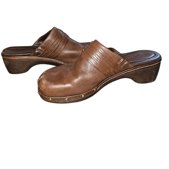 Nickels Soft Leather Clogs Mules Womens 9M Brown Buckle Southwestern Western - Picture 9 of 10